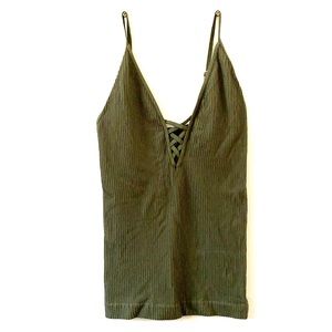 Free People XS/S Olive Ribbed Tank Top